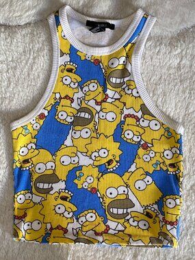 Forever 21 The Simpsons Ribbed Cropped Tank Top Small